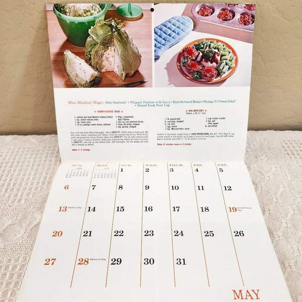 1973 MCM Vintage Unused Tupperware Calendar + Mailing Envelope and Letter NOS